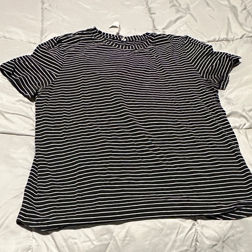 lululemon athletica Black and White Striped Short Sleeve Tee